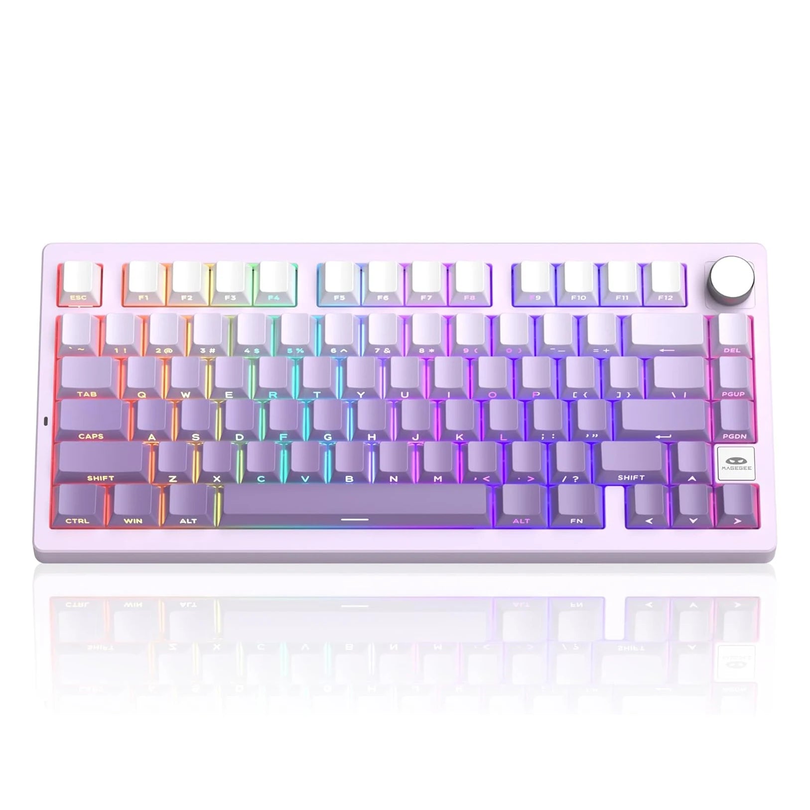 MageGee LIGHT75 Wireless Creamy Keyboard, Tri-Mode Bluetooth 2.4 GHz USB-C RGB Backlit, Gasket Hot Swappable Custom Gaming Keyboa