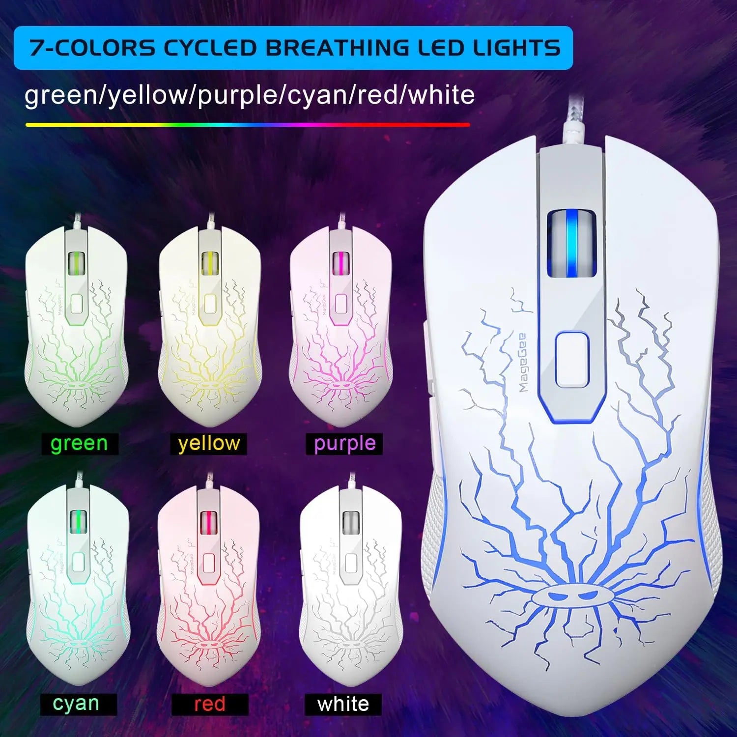 MageGee Gaming Keyboard Mouse Combo, K1 RGB LED Backlit Wired Keyboard with 104 Key Computer PC Gaming Keyboard for PCLaptop