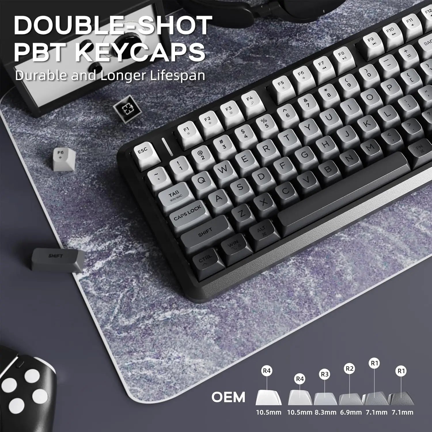ATTACK SHARK M75 Wireless Membrane Gaming Keyboard with Knob&OLED Display Bluetooth 2.4Ghz Rainbow Backlit Gradient PBT Keycaps