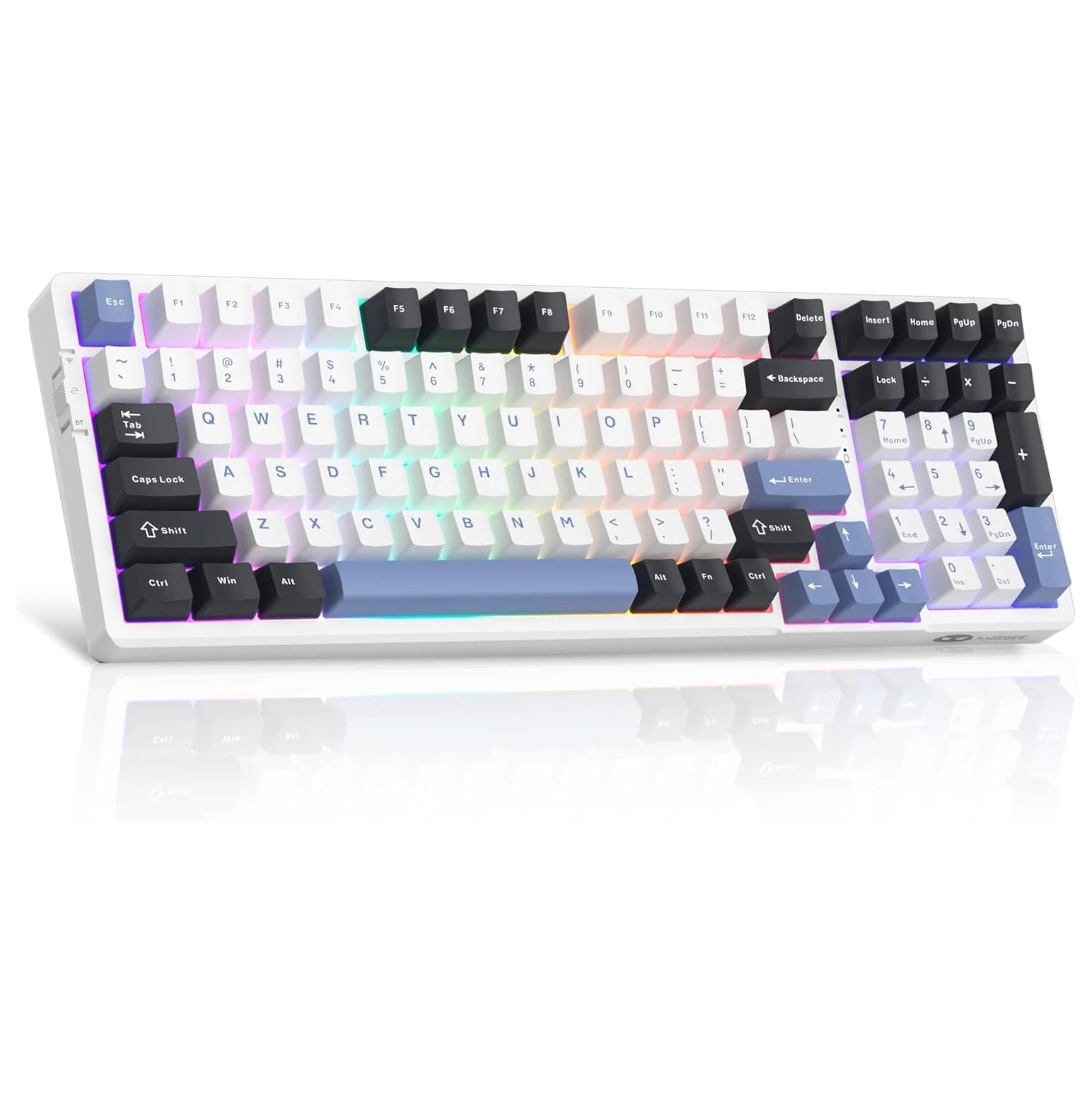 MageGee LIGHT100 Wireless Creamy Keyboard, Gasket Structure Hot Swappable, Tri-Mode 2.4GUSB-CBT5.0 RGB Backlit Mechanical Gami