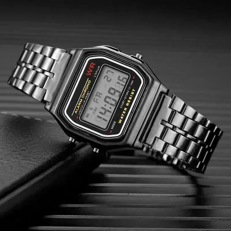 Mens Watch Digital Led Luxury Stainless Steel Square Wristwatch Electronic Watches for Men Female Clock Reloj Hombre
