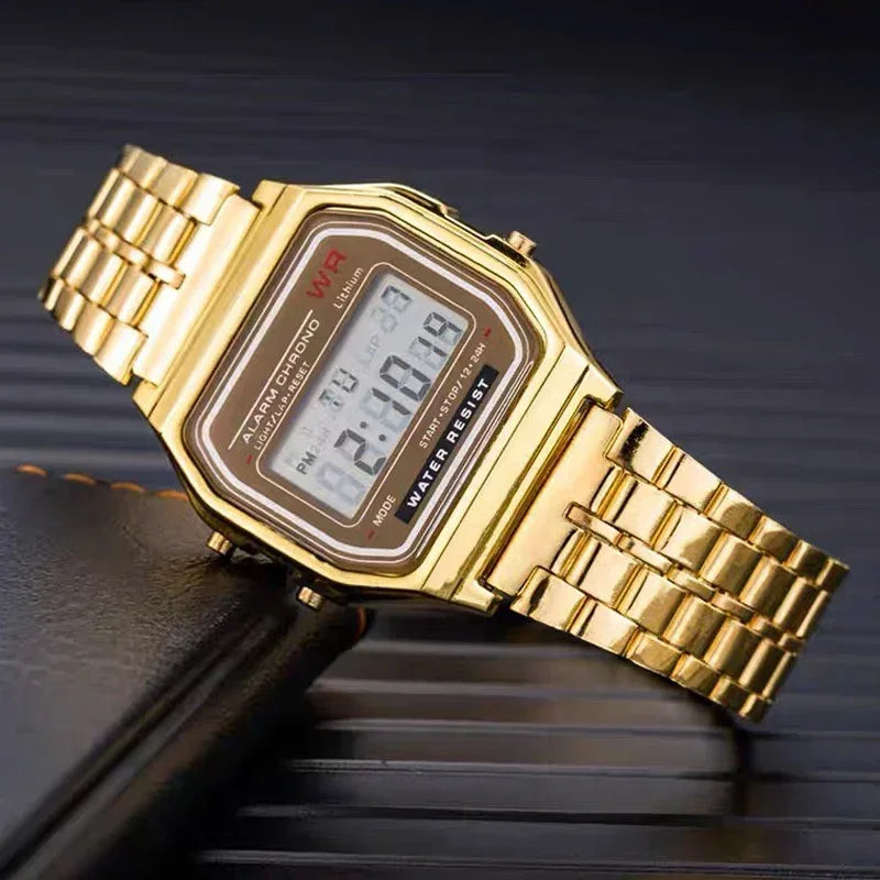Mens Watch Digital Led Luxury Stainless Steel Square Wristwatch Electronic Watches for Men Female Clock Reloj Hombre