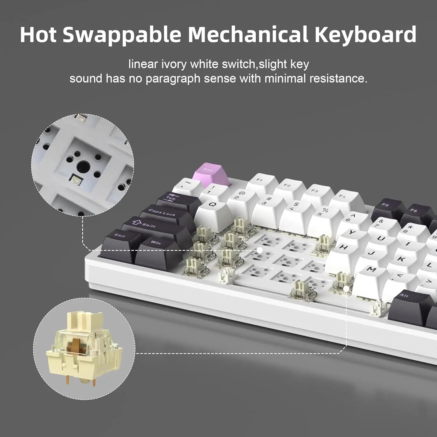 MageGee LIGHT87 Wired Creamy Keyboard, 80% Gasket Hot Swappable RGB Backlit Gaming Mechanical 6-Layer Sound Dampening, NKRO