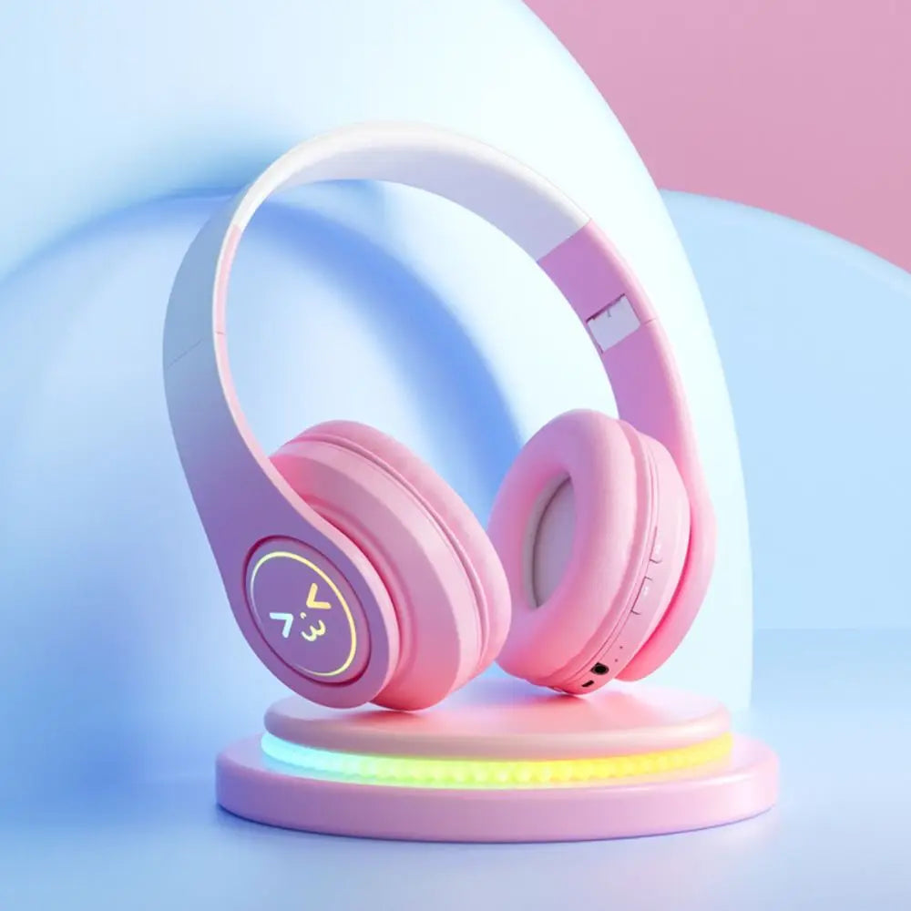 Gradient Color Bluetooth Headphones Foldable Head-Mounted Gaming Headphones LED Flashing Light Noise Cancelling Headset