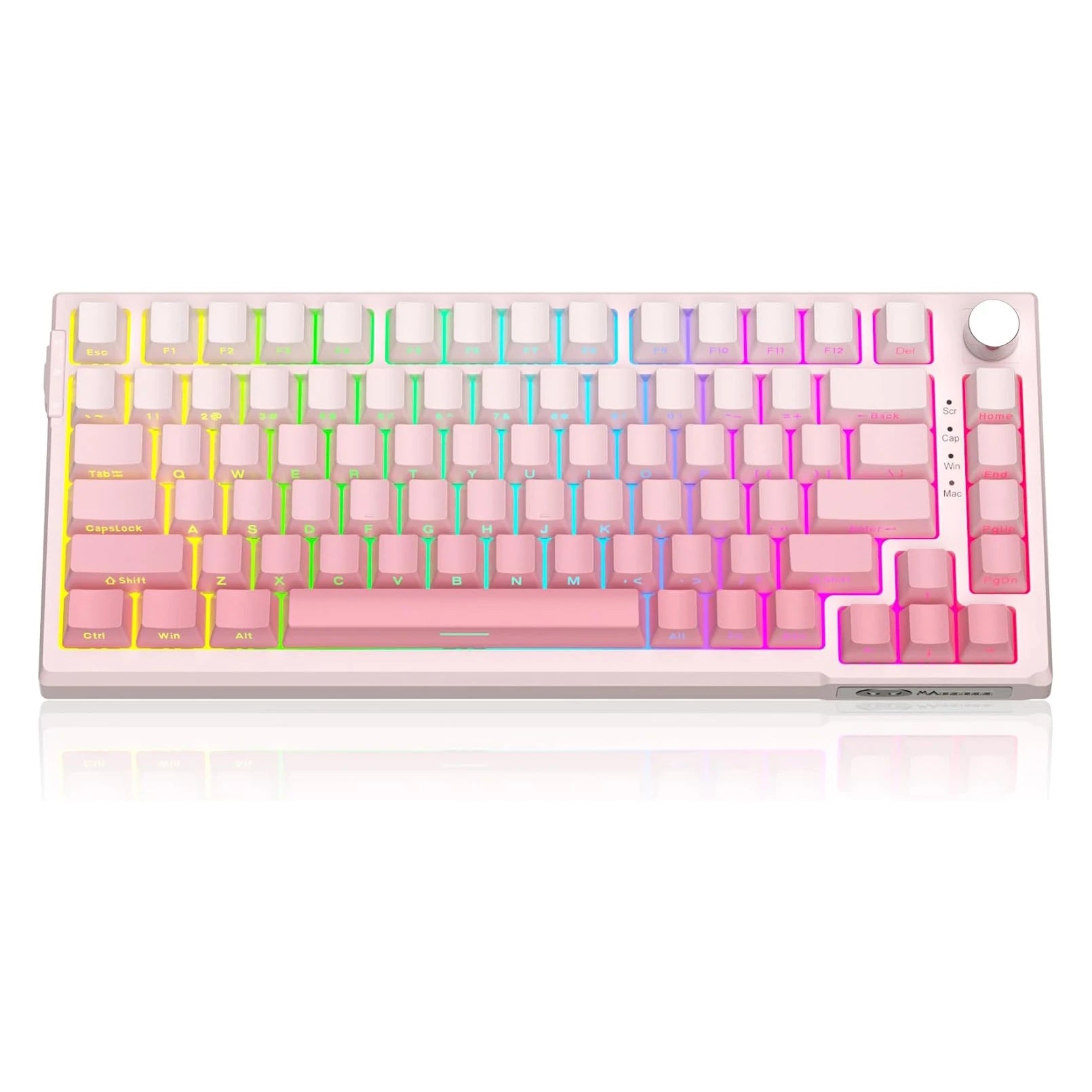 MageGee SKY81 75% Wireless Gasket Mechanical Gaming Keyboard, Hot Swappable RGB w5-Layer Padding, BT2.4GUSB-C, Knob Control