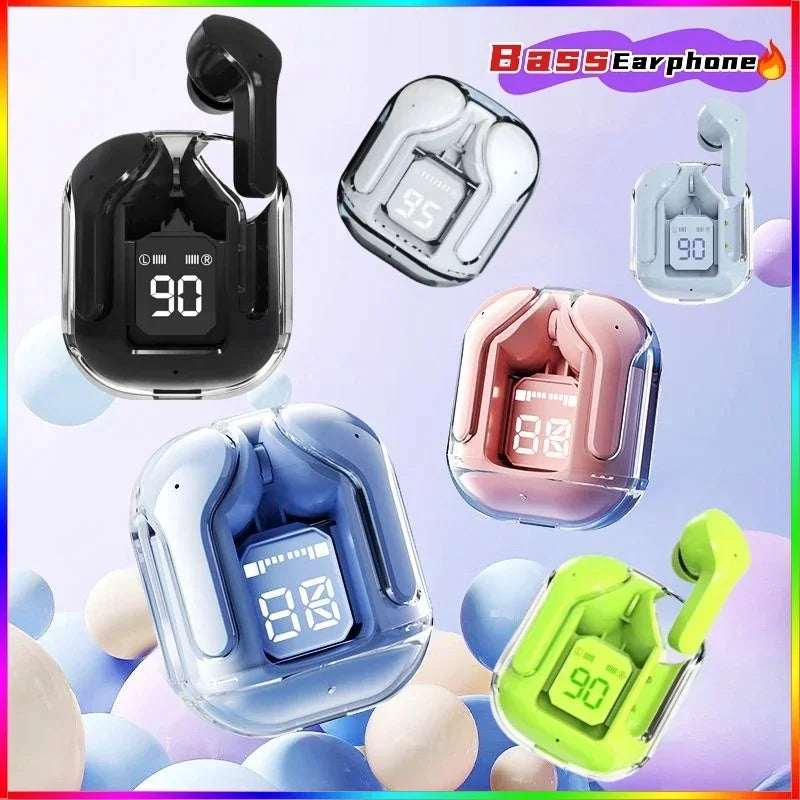 T2 Tws Wireless Bluetooth Headset Bluetooth Earbuds Transparent ENC Power Digital Display Stereo Sound Earphones for Smartphones