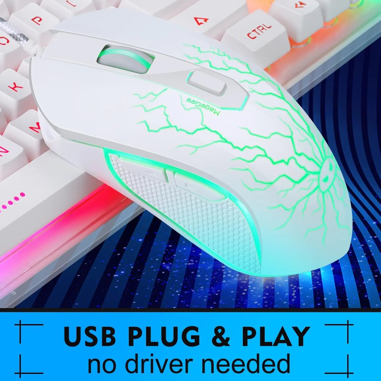 MageGee Gaming Keyboard Mouse Combo, K1 RGB LED Backlit Wired Keyboard with 104 Key Computer PC Gaming Keyboard for PCLaptop