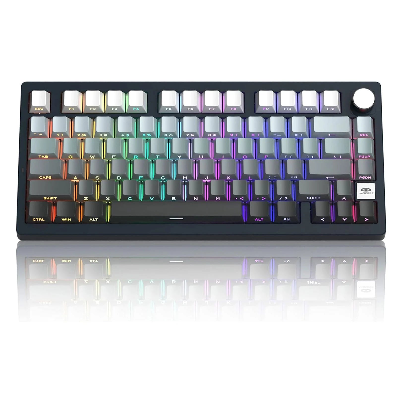 MageGee LIGHT75 Wireless Creamy Keyboard, Tri-Mode Bluetooth 2.4 GHz USB-C RGB Backlit, Gasket Hot Swappable Custom Gaming Keyboa