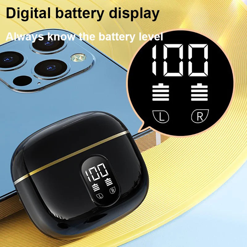 Wireless Earphone Bluetooth Headphone With Mic LED Power Display Earphones HD-Call HiFi Stereo Sound Earbuds For Xiaomi Air ipad