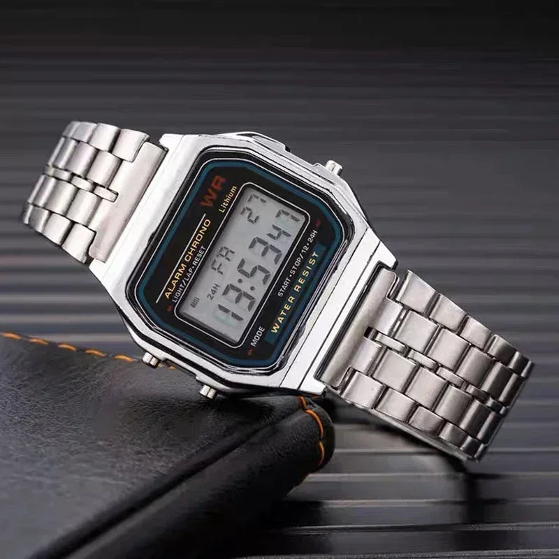 Mens Watch Digital Led Luxury Stainless Steel Square Wristwatch Electronic Watches for Men Female Clock Reloj Hombre