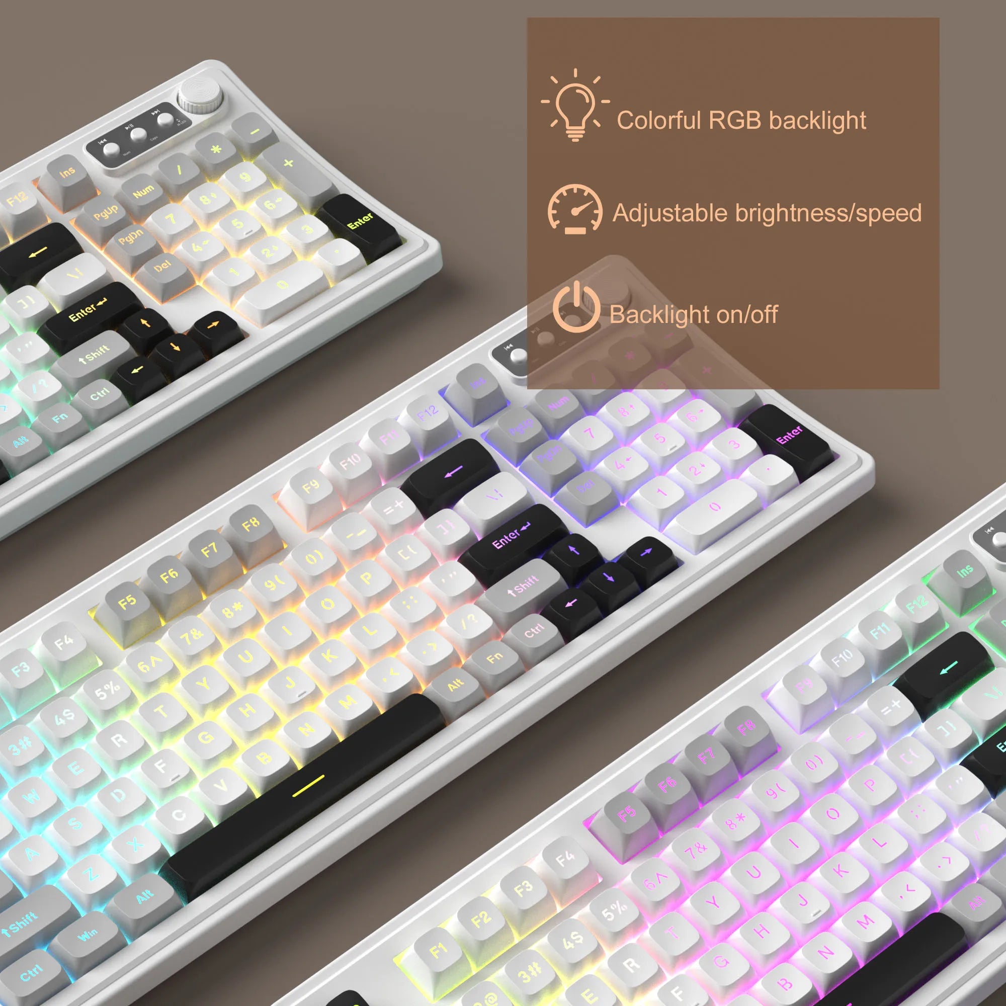 MageGee V990 Creamy Wireless Keyboard and Mouse Combo, 99 Keys RGB Backlit Rechargeable Quiet Gaming Keyboard, Adjustable Optica