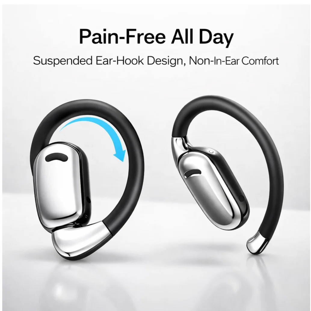 Hi-Res Certified M75 Wireless Earbuds, Bluetooth 5.49 Open Ear Earhooks with Immersive Sound, Low Latency Touch Control Headset