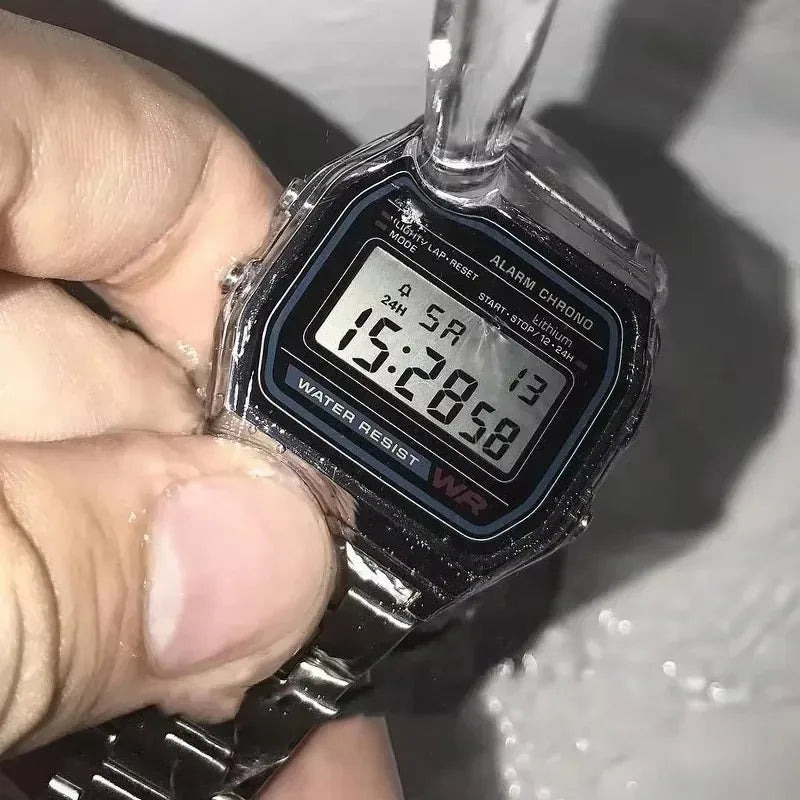 Mens Watch Digital Led Luxury Stainless Steel Square Wristwatch Electronic Watches for Men Female Clock Reloj Hombre