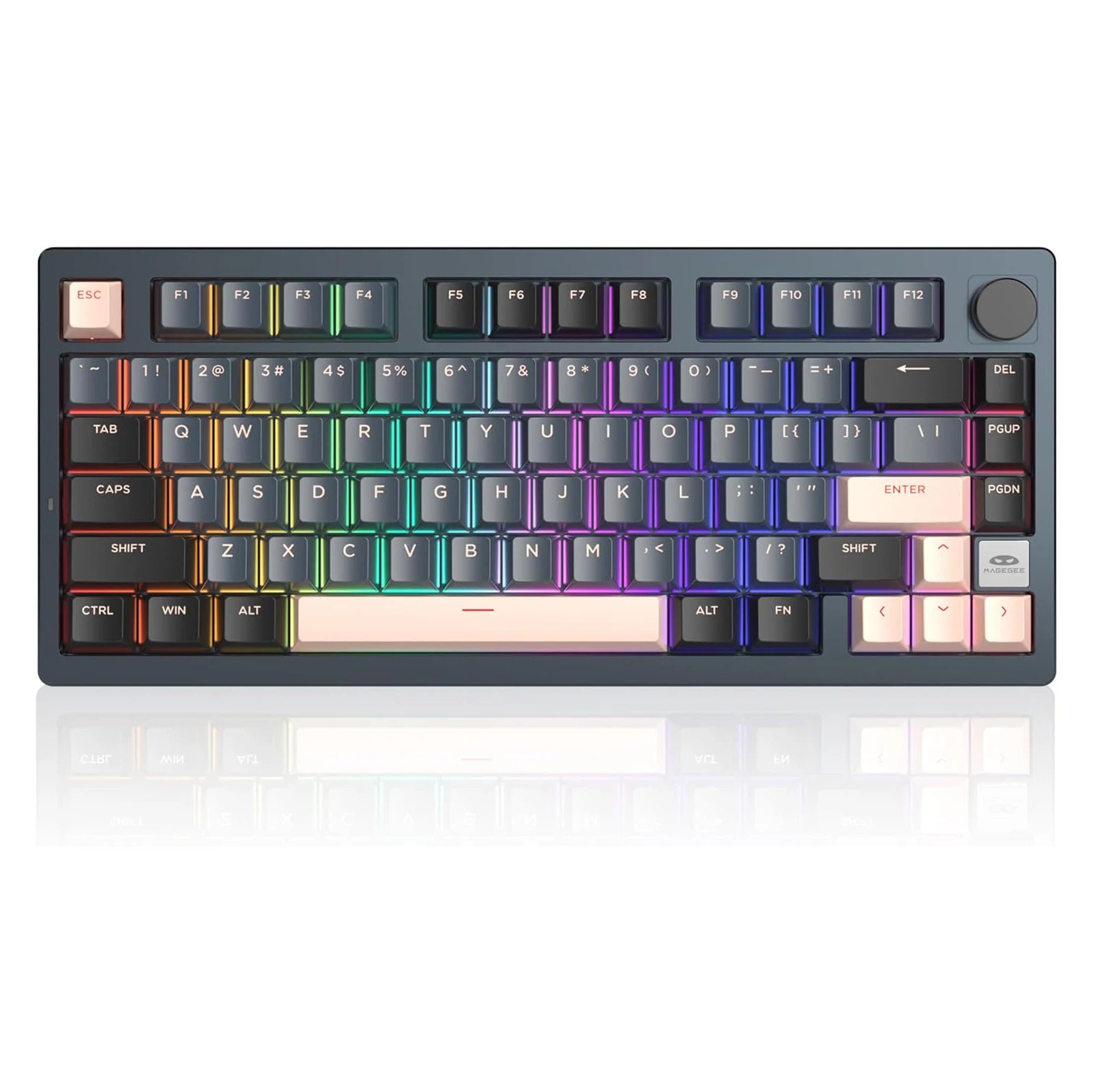 MageGee LIGHT75 Wireless Creamy Keyboard, Tri-Mode Bluetooth 2.4 GHz USB-C RGB Backlit, Gasket Hot Swappable Custom Gaming Keyboa
