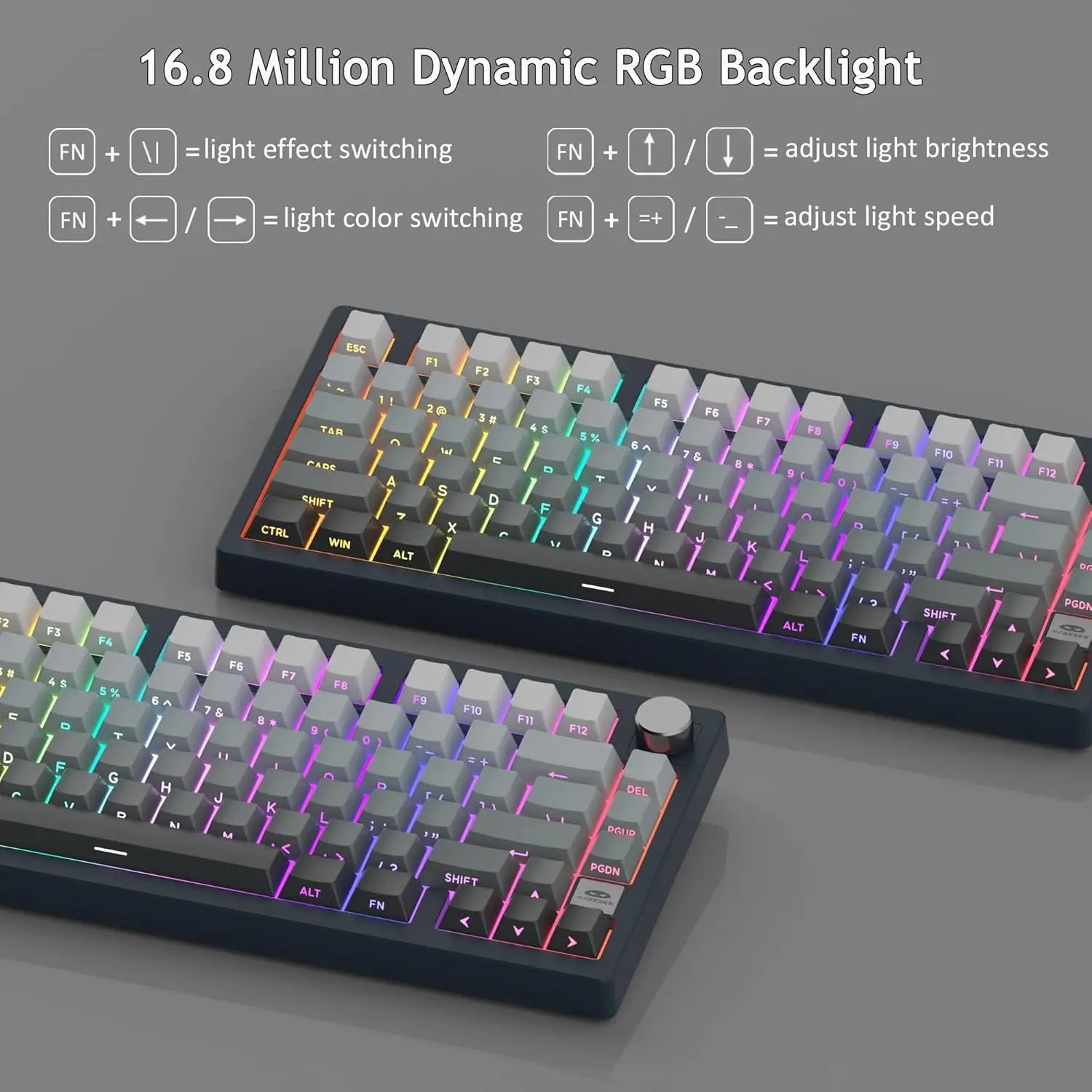 MageGee LIGHT75 Wireless Creamy Keyboard, Tri-Mode Bluetooth 2.4 GHz USB-C RGB Backlit, Gasket Hot Swappable Custom Gaming Keyboa