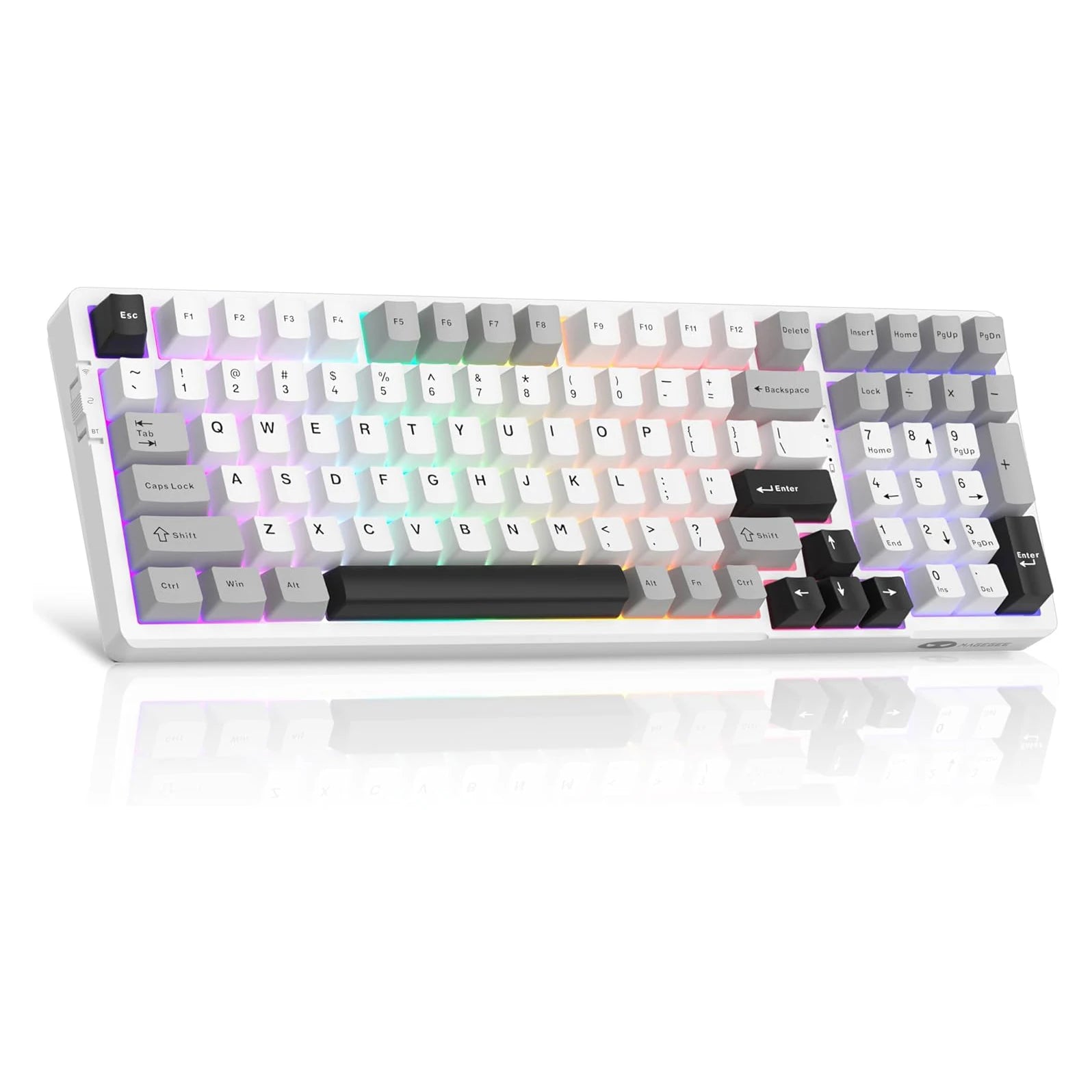 MageGee LIGHT100 Wireless Creamy Keyboard, Gasket Structure Hot Swappable, Tri-Mode 2.4GUSB-CBT5.0 RGB Backlit Mechanical Gami