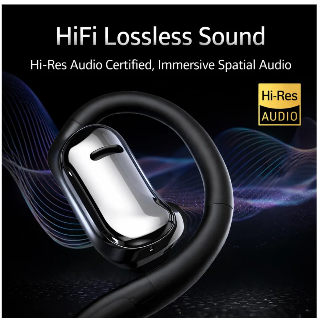 Hi-Res Certified M75 Wireless Earbuds, Bluetooth 5.49 Open Ear Earhooks with Immersive Sound, Low Latency Touch Control Headset