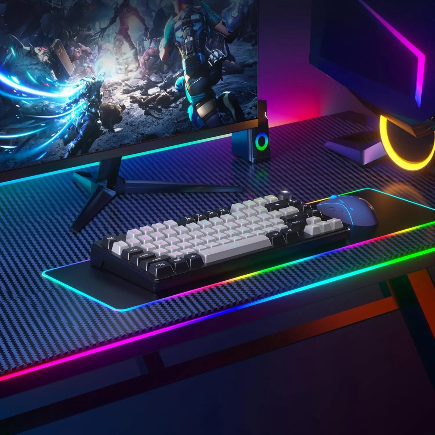MageGee Mini 60% Gaming Keyboard, RGB Backlit 75 Key Ultra-Compact Keyboard, TS75 Ergonomic Waterproof Mechanical Feeling Office